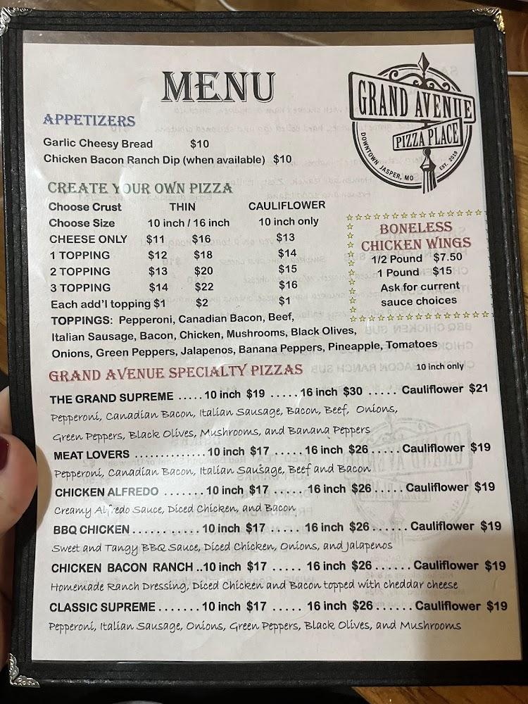 Grand Avenue Pizza Menu image 1